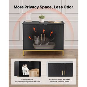 Clettiera per gatti in stile moderno custodia per mobili 27.6 \ "armadietto per lettiera nascosta in metallo con impugnatura per soggiorno camera da letto - Product Image 3