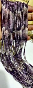Perles d'améthyste naturelle de 2 mm, micro-facettées, en forme de rondelle, teintées, sur brin de 13 pouces de long - Product Image 2