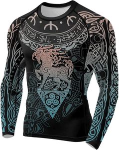 Custom Printed Long Sleeve Rash Guard <b>Compression</b> <b>Shirt</b> <b>for</b> <b>Men</b> with Norse Mythology Design Full Sleeve Quick Dry Fitness Top - Product Image 2