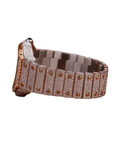 Reloj de Lujo para Hombre con Caja de Moissanita, Movimiento Mecánico, Correa de Diamantes y Esfera Romana - Product Image 2