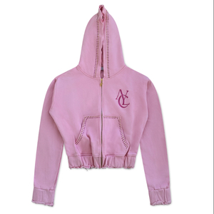 Survêtement personnalisé pour femme – Hoodie brodé avec appliqués effet vieilli – Tenue d'hiver streetwear oversize en coton et polyester - Product Image 4