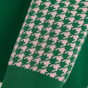 <b>Customized</b> Ladies Green Sorority Winter Vintage Sweater University Greek Cardigan V Neck Varsity Plaid Green Women - Product Image 6