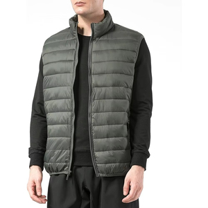 Chaleco Acolchado de Lana Gris para Hombre, con Cuello Alto, Cierre de Cremallera, Largo Regular, Color Sólido, Resistente al Viento, Estilo Invernal - Product Image 6