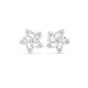 Luxury IGI Certified <b>Silver</b> Swirl Diamond <b>Stud</b> Earrings for Women-Wedding Engagement Gift Fine Jewelry - Product Image 1