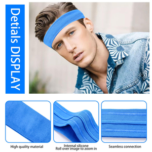 Bandeau élastique uni de style européen et américain pour la course, le fitness et le yoga - Bandeau large anti-transpiration - Product Image 6