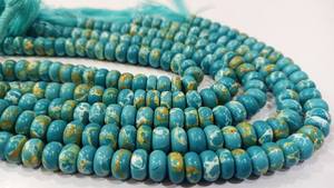 Cuentas de Turquesa Azul Cobre Natural en Forma de Rondelle de 8 Pulgadas de Largo - Product Image 6