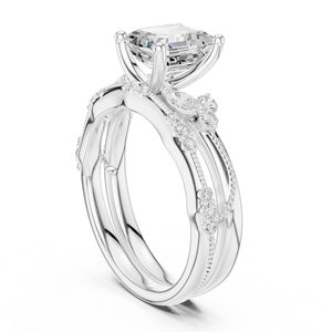 Anillo de Doble Banda con Diseño Único de Diamante Cultivado en Laboratorio con Corte Asscher Oxidado, Moderno, para Mujer, en Oro Blanco Sólido de 14K con Certificación GRA - Product Image 4