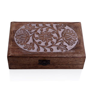 Caja de almacenamiento multiusos de madera con grabado de diseño y tapa con bisagras para joyas, recuerdos, organizador de tocador, decoración del hogar, regalo de boda - Product Image 6