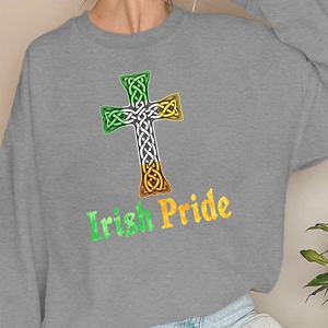 Sudaderas Casuales de Punto con Estampado de Cruz Celta de Orgullo Irlandés para Mujer - Product Image 3