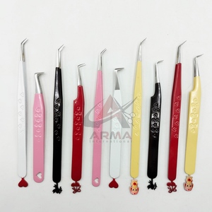 Pince à épiler de précision en acier inoxydable noir brillant à 45 degrés pour isolation des cils, à pointe fine durable, idéale pour la création d'éventails, pour usage professionnel - Product Image 6