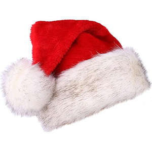 Santa Christmas <b>Hat</b> Traditional Red Santa Claus <b>Holiday</b> <b>Hat</b> with Comfortable White Fur Brim and Pom Pom for Christmas Party Cost - Product Image 6