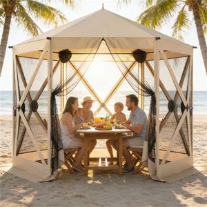 Tenda Pop-up Beige per Campeggio, Gazebo, Riparo per Feste, Parasole - Product Image 1