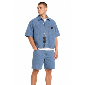 Men Denim Short <b>Set</b> Premium Quality Denim Vest Matching Shorts Modern Style For Casual And Daily Wear Men Denim Short <b>Set</b> - Product Image 5