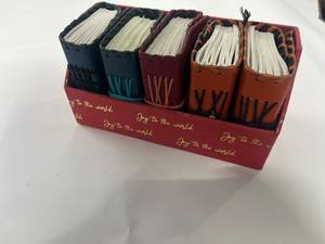 Pure Leather Journal <b>Set</b> of 5 with Natural Stone Covers and Gift Boxes Handmade <b>Writing</b> Notebooks - Product Image 1