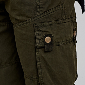 Men Olive Green Cargo Shorts Mid Waist Drawstring Closure Casual Bermuda Shorts With Side Pockets Canvas Material - Product Image 6