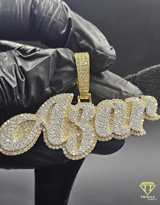 ASAR Letter <b>Name</b> Pendant Iced Out Moissanite Hip Hop <b>Necklace</b> 18k Gold Plated GIA <b>Custom</b> Jewelry Gift - Product Image 3