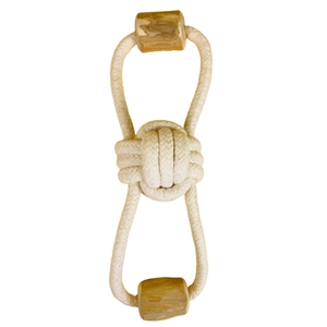 Jouet pour chien écologique en bois de café artisanal avec corde en coton - Product Image 3