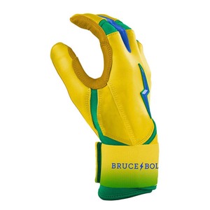 Gants de frappe en cuir Bruce Bolt jaune, vert et bleu, rembourrés, fermeture auto-agrippante, unisexe, adulte, entraînement, haute qualité, durables, personnalisables - Product Image 2