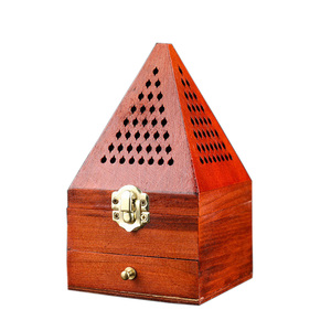 Brûleur d'encens arabe de luxe en bois, forme pyramide, Mabkhara en bois, brûleur Mubkhar pour Oud Bakhoor, décoration d'intérieur, cadeau Mubkhar - Product Image 2