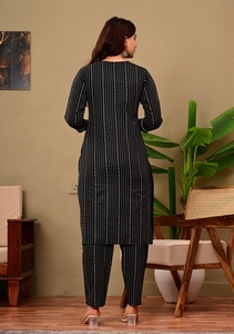 Ensemble pantalon et kurta noir pour femmes, mode ethnique, à porter au quotidien - Product Image 3