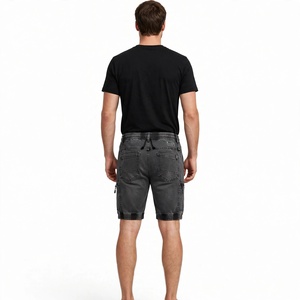 Nouveaux shorts Bermuda en jean délavé pour hommes, taille mi-haute, style décontracté, poches, logo personnalisé, écologiques, fabriqués au Bangladesh - Product Image 3