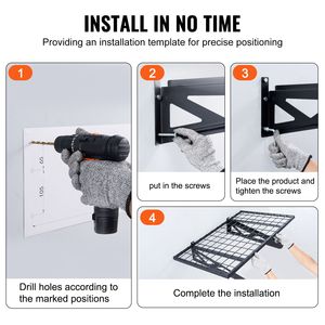 Set di 2 Scaffali da Garage Resistenti 3 x 2 Piedi, Montaggio a Parete, Capacità di Carico 500 Libbre, Scaffalature per Garage 3 x 2 Piedi - Product Image 4