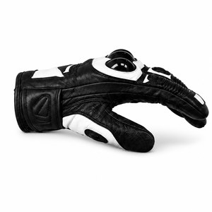 Guantes de Motocicleta de Seguridad Premium en Blanco y Negro, Guantes de Carreras de Cuero con Nudillos Reforzados, Antideslizantes, con Pantalla Táctil y Protección para la Muñeca - Product Image 3
