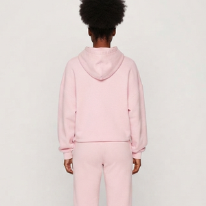 Sweat-shirts à capuche roses personnalisés de qualité supérieure pour femmes, coupe ample, décontractés, en coton, à épaules tombantes, pour l'automne - Product Image 5