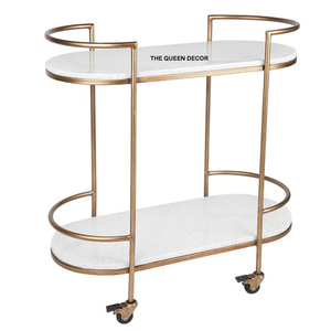 Luxury Gold Metal Tea Wine Food bar Cart with Glass for Home Party Hotel Restaurant Drinks Serving Trolley Other Home Decor - Product Image 3