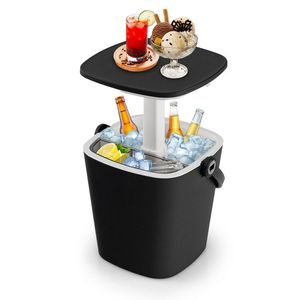 Portable 3-in-1 <b>Cooler</b> Bar <b>Table</b> with Lift Top Lid and Bottle Opener for Camping and Poolside Use - Product Image 1