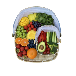 Set of 2 Handmade Vietnam Bamboo Food <b>Tent</b> Trays with Mesh Covers for Outdoor Food Protection and Insect Prevention - Product Image 1