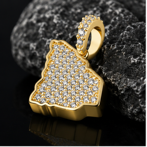 Collar personalizado de oro macizo de 14K estilo hip hop con mapa de Carolina del Sur con diamantes naturales y colgantes finos. - Product Image 3