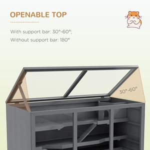 Gabbia per Criceti a 3 Piani Grigia, Stile Moderno, in Metallo, con Tetto a Cerniera, Vassoio Impermeabile, Design Salvaspazio per Piccoli Animali di Taglia Grande - Product Image 5