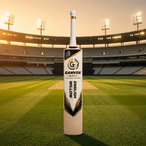 Bate de Críquet de Madera de Sauce Inglés, Diseño Negro y Dorado, para Entrenamiento y Partidos - Product Image 1