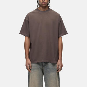 OEM Custom <b>Men</b> Summer Breathable High Quality Vintage <b>Brown</b> <b>T</b> <b>Shirt</b> 100% Cotton with Short Sleeve <b>T</b>-<b>shirt</b> Wholesale Custom Logo - Product Image 1