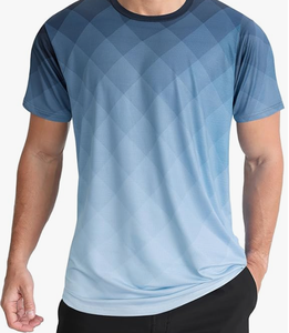 Camiseta de Manga Corta con Estampado Geométrico para Hombre, Cuello Redondo, Secado Rápido, Ajuste Deportivo, Tejido de Poliéster, Corte Ajustado, Largo Regular - Product Image 6