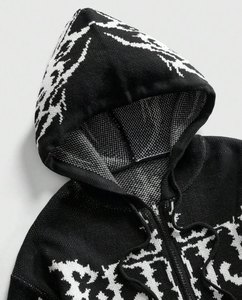 Sweat-shirt à capuche imprimé cœur gothique pour homme, noir et blanc, coupe classique, style hiver, impression numérique, 100% coton molletonné, coupe-vent - Product Image 3