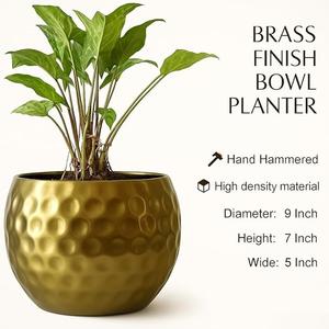 Maceta Irrompible Hecha a Mano con Acabado de Latón, Decoración para Interiores y Exteriores, Diseño Ecológico y Duradero - Product Image 2