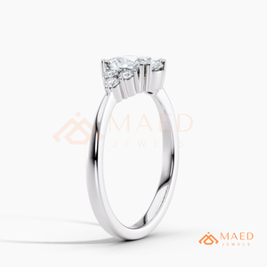 Moissanite Three <b>Stone</b> Ring for Women Silver Tone Engagement Anniversary Jewelry Elegant Daily Wear Style - Product Image 6