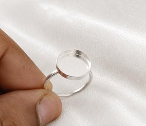 2026 Good Quality 925 Sterling Silver Bezel Setting Cabochon Resin DIY Round 12mm <b>Ring</b> <b>Blank</b> Base Jewelry Making Supplies - Product Image 3