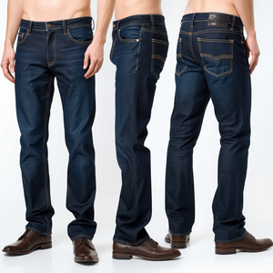 Premium <b>Men's</b> Contrast Stitch Straight Denim Pants with Heavyweight Cotton Fabric Durable Construction and Casual Fashion Design - Product Image 4