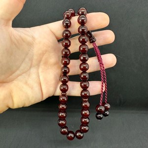 Tasbih de ágata de resina marrón hecho a mano, misbaha islámica de calidad premium con borla dorada, cuentas de oración de resina marrón de forma redonda. - Product Image 5