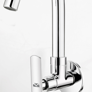 Durable Zinc Alloy Sink Cock Wall Mounted Swivel Spout <b>Kitchen</b> Tap Rotating Water Control Valve for Heavy Duty Plumbing - Product Image 1
