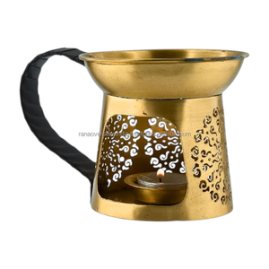Elegant Brass Incense Burner with Laser Cut Design and Wrapped Handle for Religious Use and Home <b>Decor</b> - Product Image 2