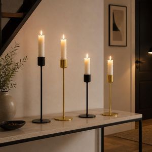 Porte-bougies en métal moderne, finition noire et dorée, résistant à la chaleur, décoration d'intérieur - Product Image 6