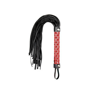 Leather Whip With Black Strips And <b>Red</b> Textured Handle - Product Image 1