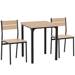 Set da Pranzo Moderno in 3 Pezzi per 2 Persone, Tavolo e Sedie in Legno Chiaro per Angolo Colazione - Product Image 1