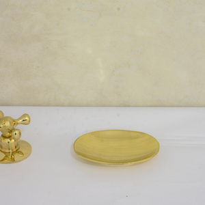 Gold Finish Metal Soap Dish Oval Decorative Soap Holder <b>Bathroom</b> Countertop Soap <b>Tray</b> - Product Image 4
