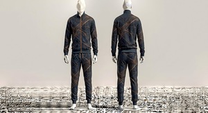 Ensemble de survêtement pour homme à imprimé géométrique, fermeture éclair intégrale, coupe classique, vêtements décontractés d'automne, polyester et coton respirant - Product Image 1