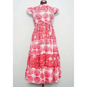 Women's Summer Maxi Dress 100% Cotton Floral Print Eco-Friendly Sweet Party Gown Casual Daily Wear Button Decoration Natural - Product Image 3